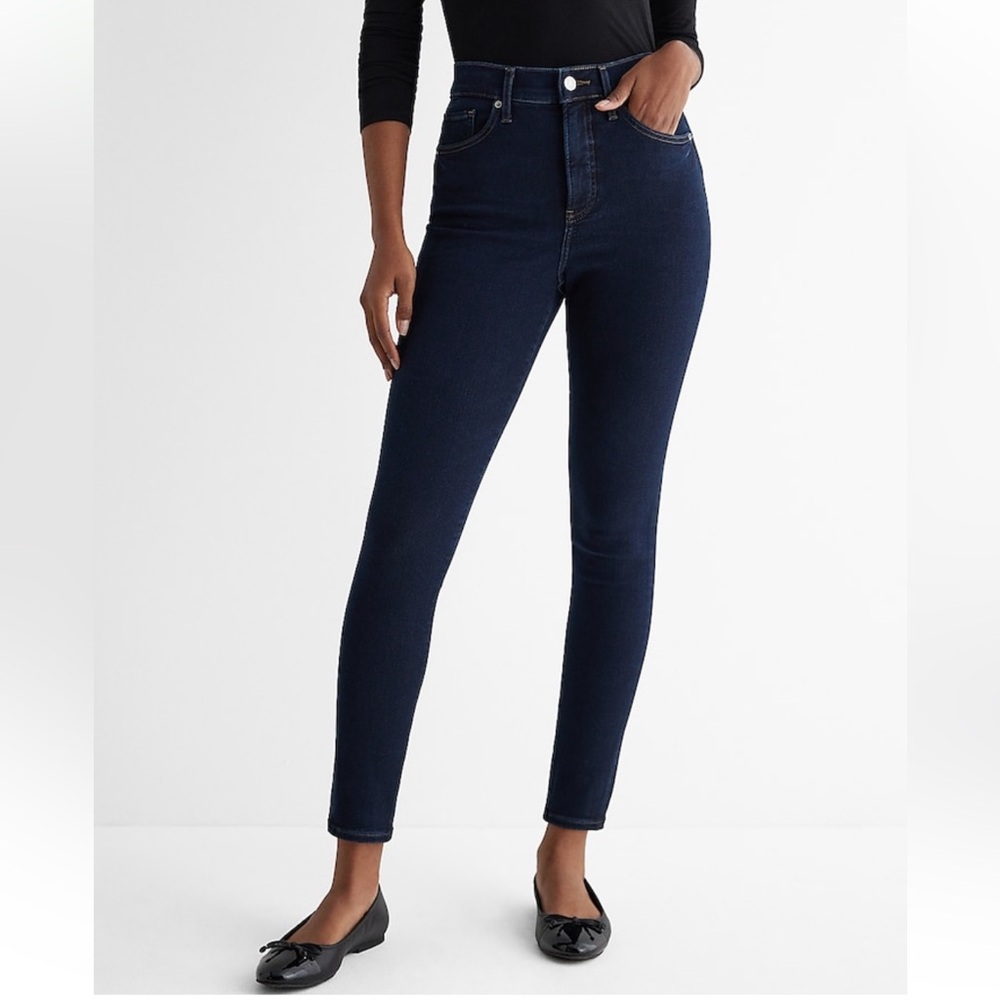 Express High Waisted Dark Wash Skinny Jeans